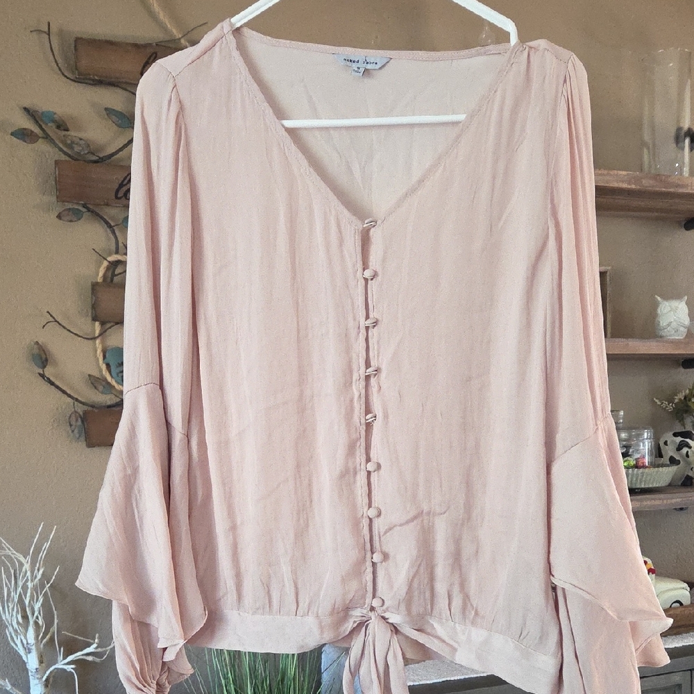 🔥🔥 2 For $5 Clearance Naked Zebra Light Pink Button-Up Blouse🔥🔥